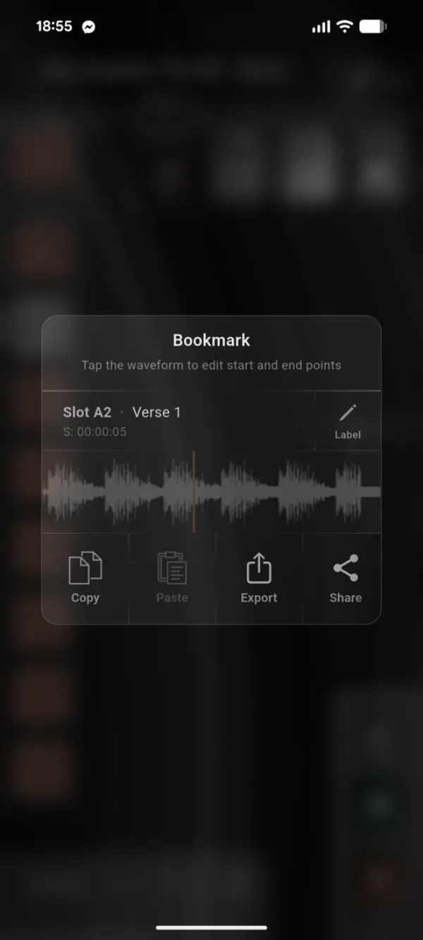 Bookmark slots on the player